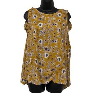 Rethm mustard floral cold shoulder blouse‎